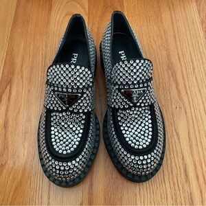 PRADA CRYSTAL EMBELLISHED LOAFERS!